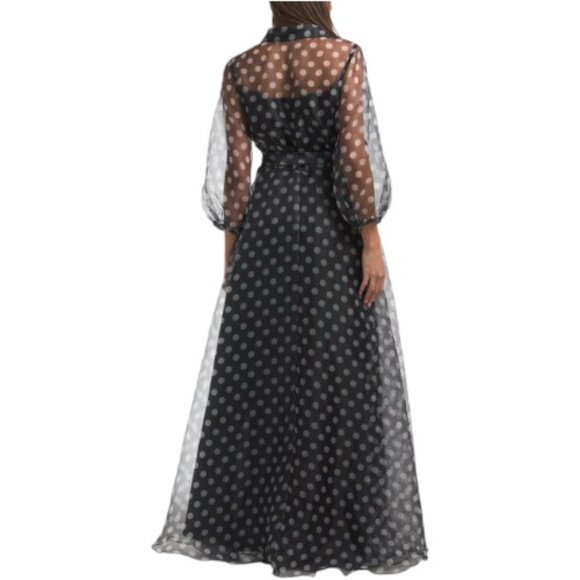 RENE BY RENE RUIZ Balloon Sleeve Polka Dot Shirt Gown - Picture 3 of 3
